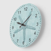 Grande Horloge Ronde Starfish bleu (Angle)