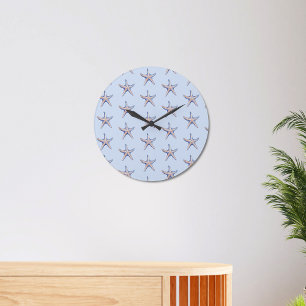 Grande Horloge Ronde Starfish Motif Beach House Marine