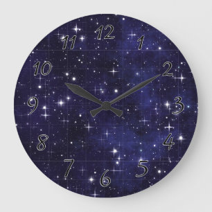 Grande Horloge Ronde Starry Night Sky Grid