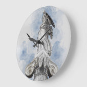Grande Horloge Ronde Statue grecque classique Athéna (Angle)