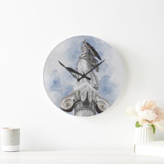 Grande Horloge Ronde Statue grecque classique Athéna (Maison)