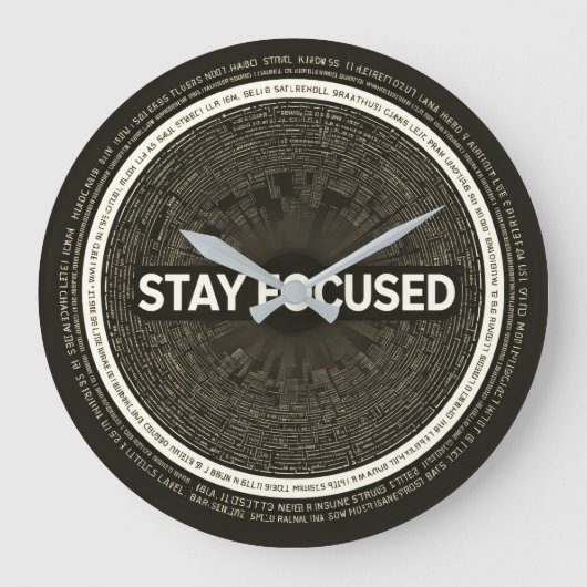 Grande Horloge Ronde Stay Focused Motivational Wall Clock – Inspiration (Recto)