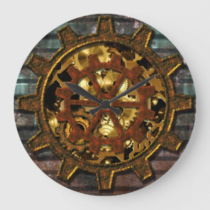 Grande Horloge Ronde Steampunk 11 options d'horloge murale