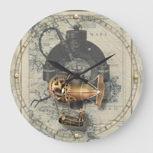 Grande Horloge Ronde Steampunk Dirigible Balloon (Recto)