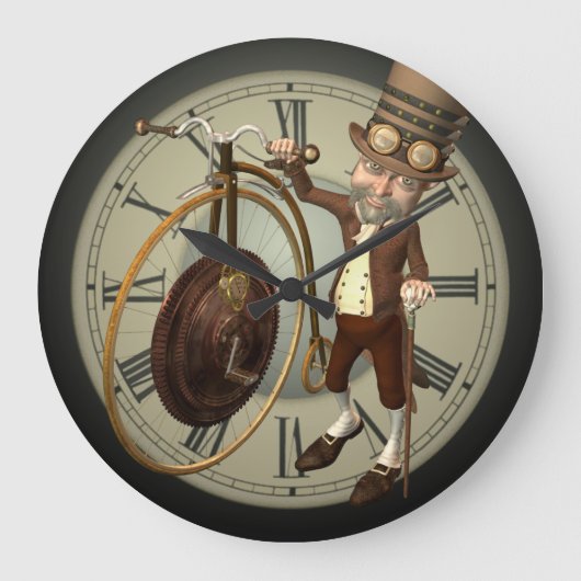 Grande Horloge Ronde Steampunk Penny Farthing (Recto)