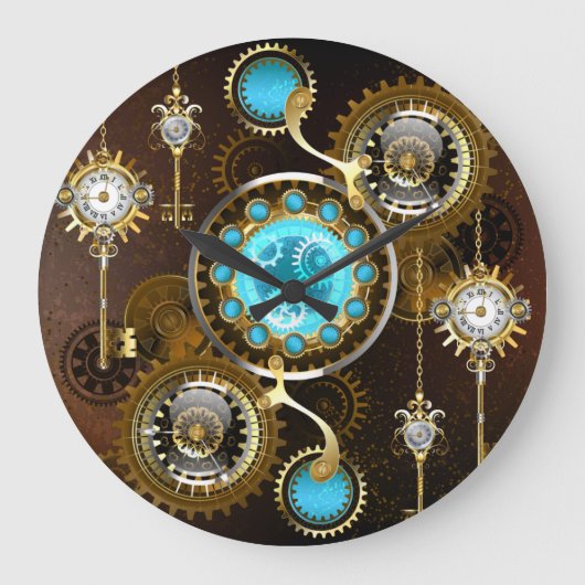 Grande Horloge Ronde Steampunk Rusty Background (Recto)