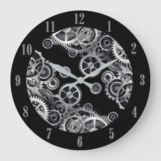 Grande Horloge Ronde Steampunk Silver Gears (Recto)