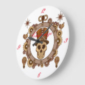 Grande Horloge Ronde Steampunk Theme Top Hat Skull Thunder_Cove (Angle)