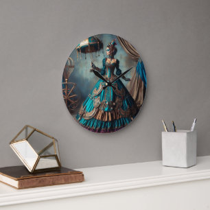 Grande Horloge Ronde Steampunk Vintage Victorian Lady Circus