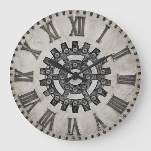 Grande Horloge Ronde Steampunk Wall Clock (Recto)