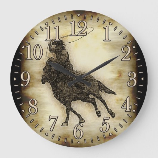 Grande Horloge Ronde Steer Roping Rodeo Cowboy (Recto)