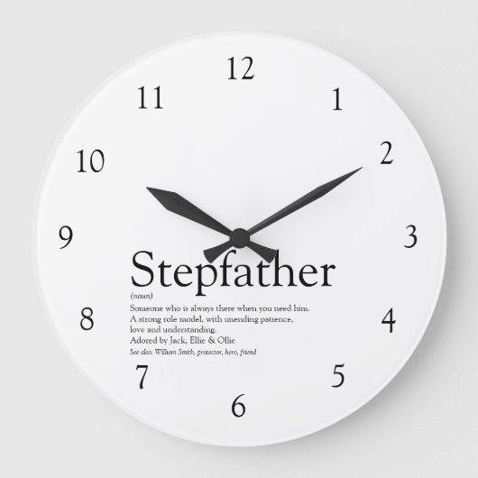 Grande Horloge Ronde Stepfather Stepdad Citation noir et blanc (Recto)