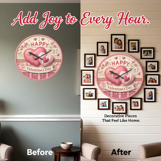 Grande Horloge Ronde Stitched Fabric Heart Valentine