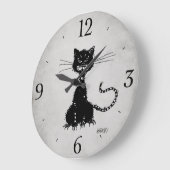 Grande Horloge Ronde Stone Gris Ragged Evil Black Cat (Angle)