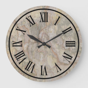 Grande Horloge Ronde Stone Look Nombre romain