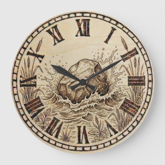 Grande Horloge Ronde  Stone wooden Wall Clock  (Recto)