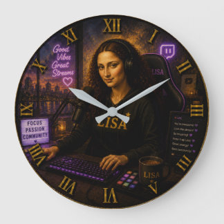 Grande Horloge Ronde Streamer Funny Mona Lisa Gamer & Twitch Creator