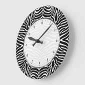 Grande Horloge Ronde Stripes de Black And White (Angle)