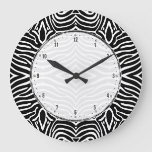 Grande Horloge Ronde Stripes de Black And White