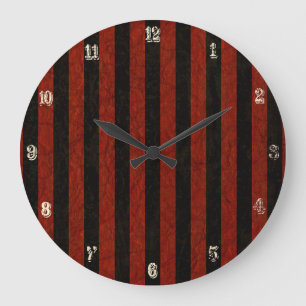 Grande Horloge Ronde Stripes rouges et noires