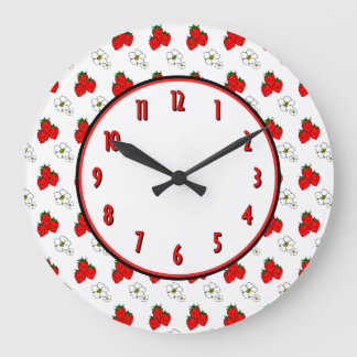 Grande Horloge Ronde Strwberry Flower Retro Kitchen Wall Clock