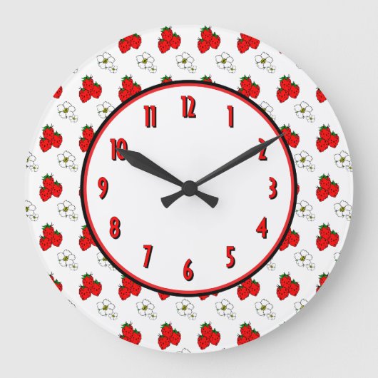 Grande Horloge Ronde Strwberry Flower Retro Kitchen Wall Clock (Recto)