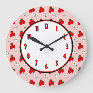 Grande Horloge Ronde Strwberry Flower Retro Kitchen Wall Clock