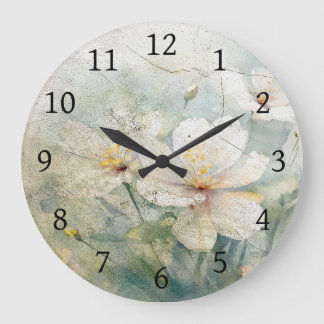 Grande Horloge Ronde Style ancien Fleurs florales Design 339