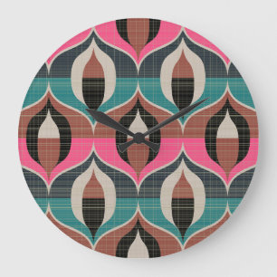 Grande Horloge Ronde Style années 60 rétro Motif sans couture