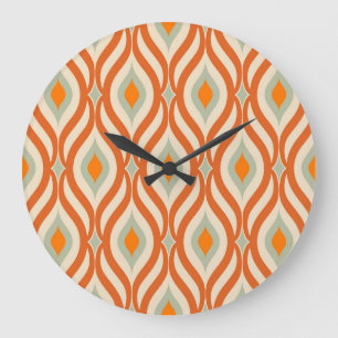 Grande Horloge Ronde Style années 60 rétro Motif sans couture