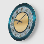 Grande Horloge Ronde Style Art Déco Bleu (Angle)