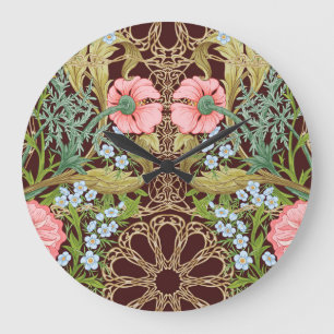 Grande Horloge Ronde Style Art Nouveau Floral : Motif Vintage coloré