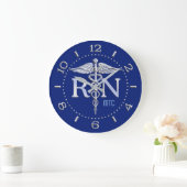 Grande Horloge Ronde Style de cadran de monogramme de caducée de RN (Maison)