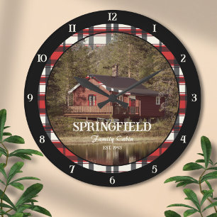 Grande Horloge Ronde Style Foyer Rouge Personnalisé