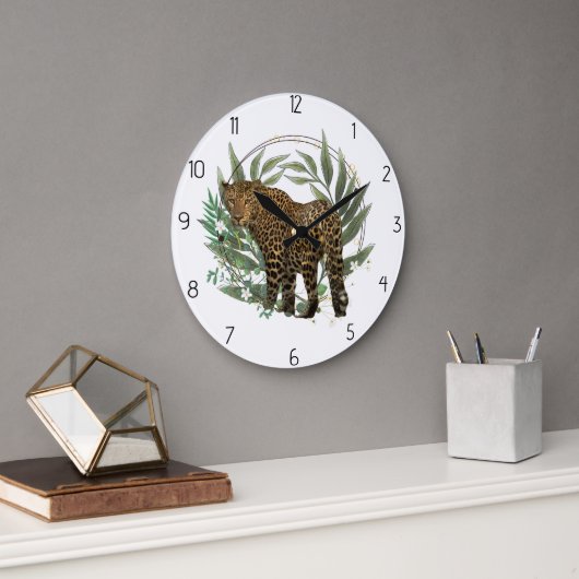 Grande Horloge Ronde style léopard (Bureau)