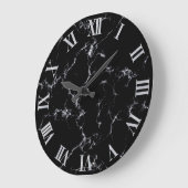 Grande Horloge Ronde Style marbre élégant4 - Noir et Blanc (Angle)