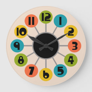 Grande Horloge Ronde Style moderne du milieu du siècle