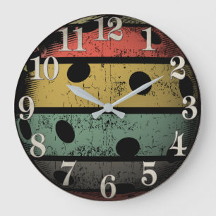 Grande Horloge Ronde Style rétro Pickleball Art détendu