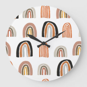 Grande Horloge Ronde Style simple Pastel Rainbow pour enfants