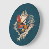 Grande Horloge Ronde Style vintage Pays Français Rustique Barne Rooster (Angle)