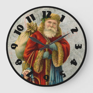 Grande Horloge Ronde Style vintage Père Noël Père Noël