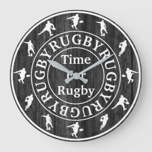 Grande Horloge Ronde Stylish Modern Grey And White Time For Rugby