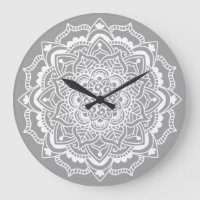 Stylish Modern Grey White Boho Bohemian Mandala
