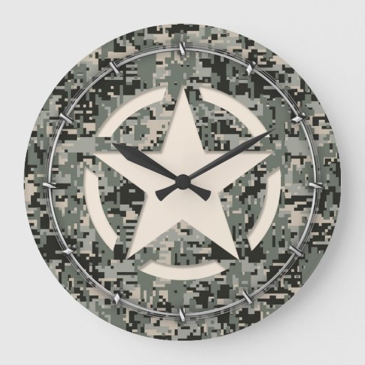 Grande Horloge Ronde Stylo Star sur le Camouflage numérique (Recto)