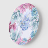 Grande Horloge Ronde Succulents Modern Chic Fiesta Garden Floral White (Angle)