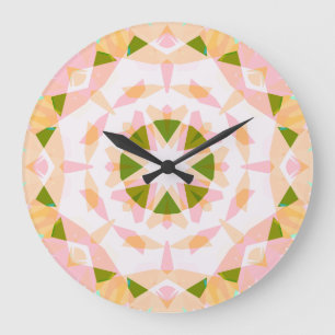 Grande Horloge Ronde Sugar Rose Printemps Green Star Dopamine Décor Art