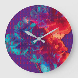 Grande Horloge Ronde Suivez Vos Citations De Rêves Fleurs Colorées