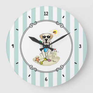 Grande Horloge Ronde Summer Beach Yellow Labrador Retriever - Cute dog