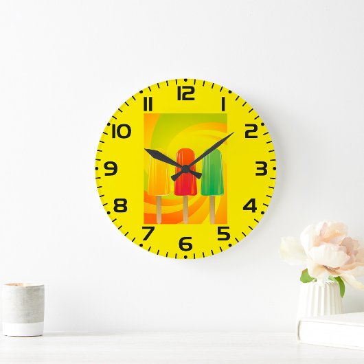 Grande Horloge Ronde Summer Ice Pops Trio Bright Popsicles