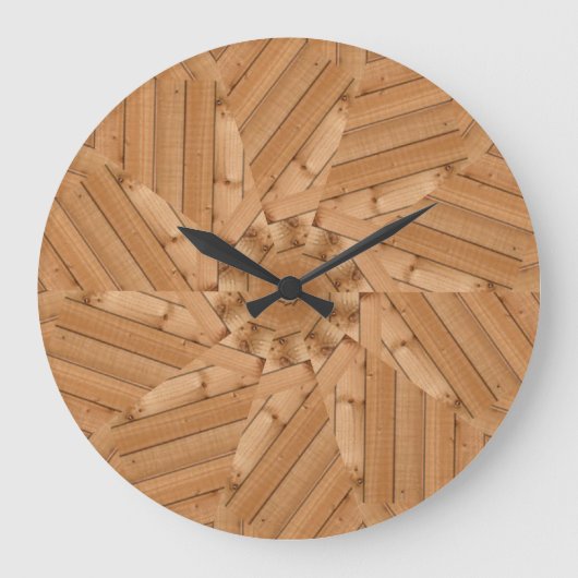 Grande Horloge Ronde Sun Deck - Starburst en bois clair (Recto)